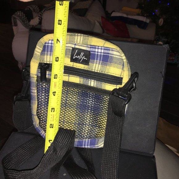 Mini Plaid Blue and Yellow Mini Backpack by Holly n Unisex Crossbody Bag Adjusta - Picture 4 of 10
